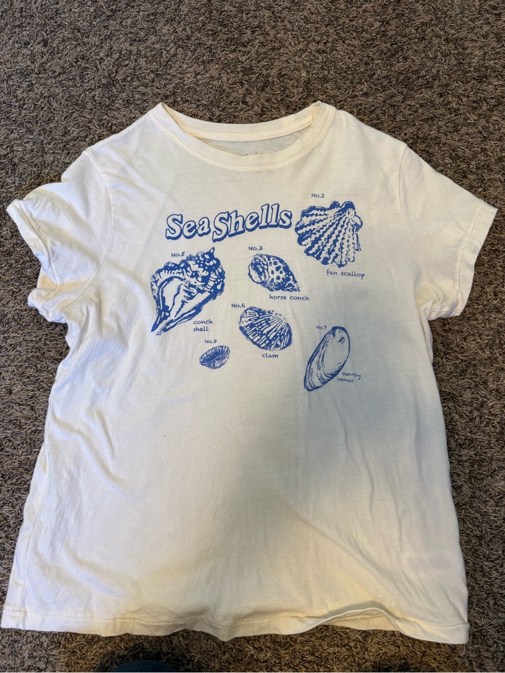 Universal Thread White Tee with Blue Seashell Graphic